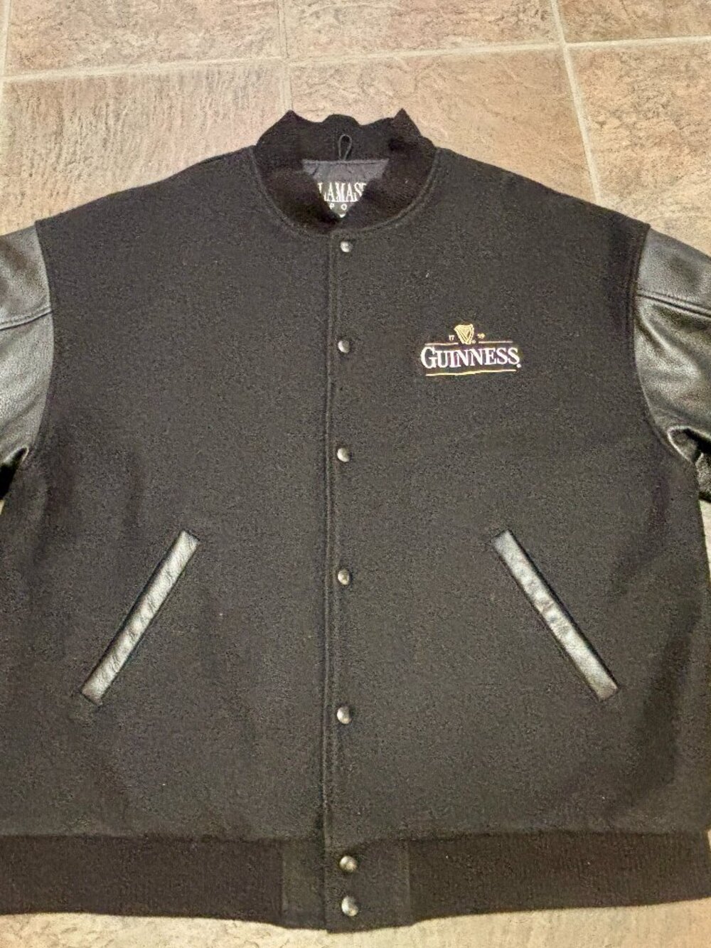 ~~Guinness Vintage Leather Sleeve /Trim Varsity XL Wool Blend Jacket..VGUC!!!